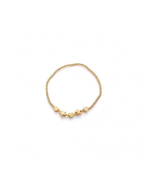 Bracciale elastico legno metallo e truchese legno VestoPazzo wo1002